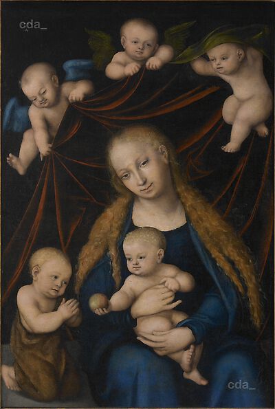 Madonna und Kind mit dem Johannesknaben und Engeln