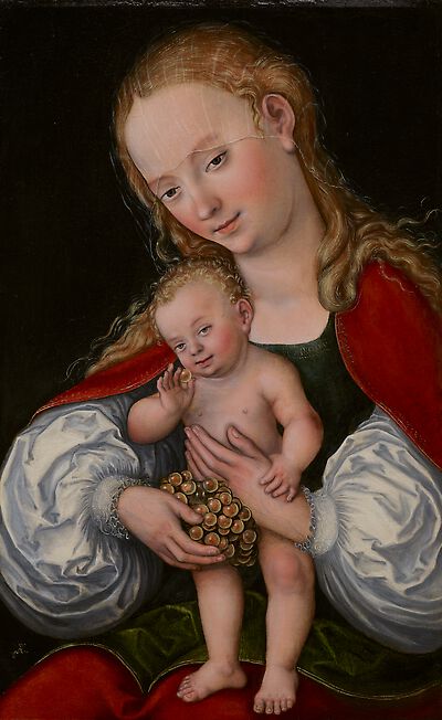 Die Madonna und Kind mit Trauben